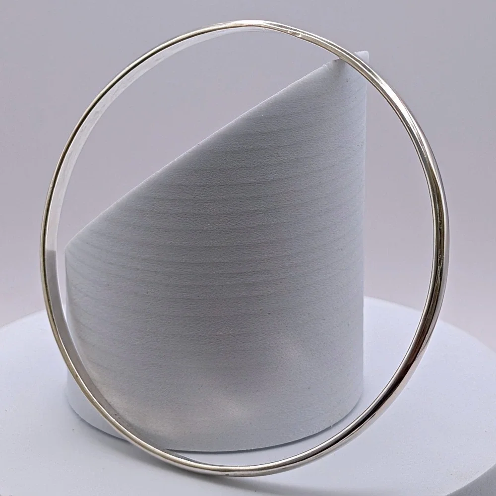 Mexican 925 Sterling Silver Minimalist Polished Round Bangle Bracelet 13.2g